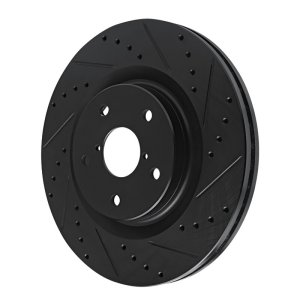 Subaru Crosstrek Brake Rotor (1) - Front Right - R1 Concepts - Drilled & Slotted - Black - `20-`25